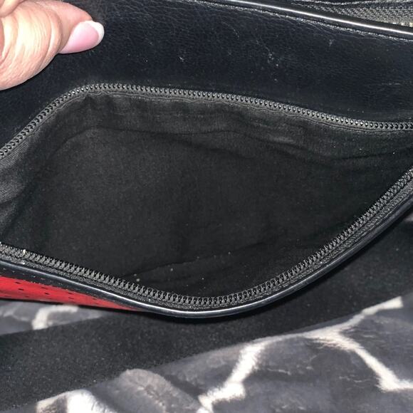 Coach Bandana Leather Crossbody Red & Black Paisley - Picture 4 of 6